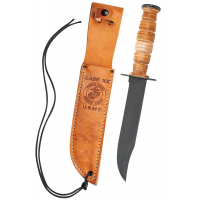 USMC | Grooved Leather USMC Knife w/ Leather Sheath