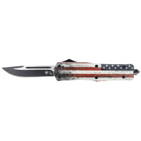 Templar Knife LWUS331 Wood US Flag Gen II Large 3.50 OTF Drop Point Plain US Flag Painted Wood Grain Aluminum Handle