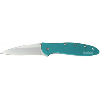 Kershaw 1660TEAL Leek  3 Drop Point Plain Bead Blasted 14C28N Sandvik Teal Anodized Aluminum Handle Folding