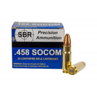 SBR Precision Ammunition .458 SOCOM 450 Gr FMJ (TCJ) HV 20rds