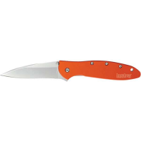 Kershaw 1660OR Leek  3 Modified Drop Point Plain Bead Blasted 14C28N Sandvik Orange Anodized Aluminum Handle Folding