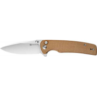 SENCUT KNIFE SACHSE 3.47 BROWN MICARTA/SATIN BTTN LOCK