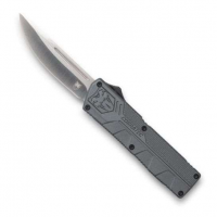 Cobra Tec Knives GYCTLWDNS Lightweight  3.25 Drop Point Plain D2 Steel Gray Aluminum Handle OTF