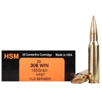 HSM BER308185VLD Trophy Gold  308 Win 185 gr Match Very Low Drag 20 Bx/ 25 Cs