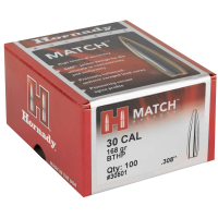 Hornady 30501 Match  30 Cal .308 168 gr Boat Tail Hollow Point Match 100 Per Box