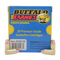 Buffalo Bore Ammunition 45-185LF/20 Buffalo-Barnes Lead-Free 45 ACP +P 185 gr Barnes TAC-XP Lead Free 20 Bx/ 12 Cs