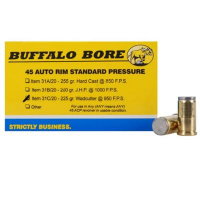 Buffalo Bore Ammunition 31C/20 Standard Pressure  45 Auto Rim 225 gr Wadcutter (WC) 20 Bx/ 12 Cs