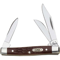 Case 00081 Stockman Small 2/1.5/1.49 Clip/Sheepfoot/Pen Plain Stainless Steel Jigged Brown Synthetic Handle Folding