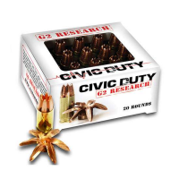 G2 Research 45 ACP Civic Duty 168 gr Copper Expansion Projectile 20 Bx/ 25 Cs