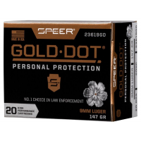 Speer Gold Dot 9mm, 147gr Hollow Point, 20rd Box