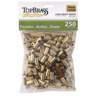 TOP BRASS LLC 6B9MMLUGXY-250 Premium Reconditioned  9mm Luger Handgun Brass 250 Per Bag