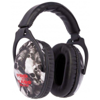 Pro Ears PE26UY006 Revo Youth 26 dB youth Skull Pattern Ear Cups w/Black Band & Red Logo