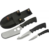 SZCO RITE EDGE 3PC SKINNING SET W/BLACK RUBBER HNDL/SHEATH