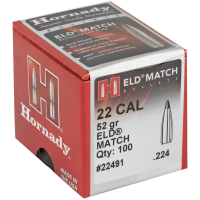 Hornady 22491 ELD Match  .22 Cal .224 52 gr Extremely Low Drag-Match 100 Per Box