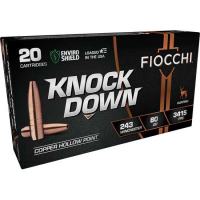 FIOCCHI KNOCK DOWN AMO LEAD FREE COPPER HP 243 WIN 80GR 20RD ( 10 PER CASE )