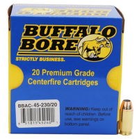 Buffalo Bore Ammunition 45-230/20 Pistol  45 ACP +P 230 gr Jacketed Hollow Point (JHP) 20 rd Box