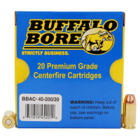 Buffalo Bore Ammunition 45-200/20 Pistol  45 ACP +P 200 gr Jacketed Hollow Point (JHP) 20 Bx/ 12 Cs