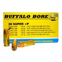 Buffalo Bore Ammunition 33B/20 Pistol  38 Super +P 124 gr Jacketed Hollow Point (JHP) 20 Bx/ 12 Cs