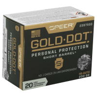 Speer Ammo 23975GD Gold Dot Personal Protection 45 ACP 230 gr Hollow Point (HP) 20 Bx/ 10 Cs