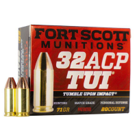 Fort Scott Munitions 32ACP 71 gr Tumble Upon Impact (TUI) 20rd Box