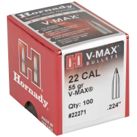 Hornady 22271 V-Max  .22 Cal .224 55 gr V-Max 100 Per Box