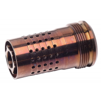 Q Cherry Bomb, 7.62 Bore, Muzzle Brake, 1/2-28 Thread Pitch, Copper, 17-4 Stainless Steel