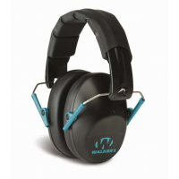 Walkers GWPFPM1BKTL Pro Low Profile Polymer 22 dB Over the Head Black Ear Cups w/Black Band & Teal Accents