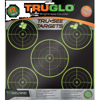 Truglo TG11A12 Tru-See  Self-Adhesive Paper 12 x 12 5-Bullseye Black Target Paper w/Green Accents 12 Per Pack