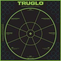 Truglo TG15A6 Tru-See Handgun Diagnostic Self-Adhesive Paper 12 x 12 Bullseye Black Target Paper w/Green Accents 6 Per Pack