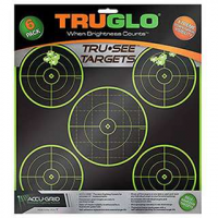 Truglo TG11A6 Tru-See  Self-Adhesive Paper 12 x 12 5-Bullseye Black Target Paper w/Green Accents 6 Per Pack