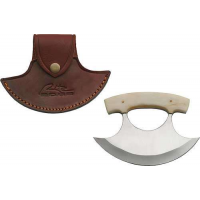 SZCO RITE EDGE 6 BONE HANDLE ULU W/LEATHER SHEATH