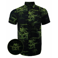 Retro Rifle The Palm Green / Black Button Down Hawaiian Shirt - 2XL