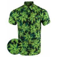 Retro Rifle Supersonic Palm Green Button Down Hawaiian Shirt - 3XL