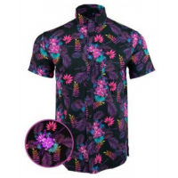 Retro Rifle Tropics Purple / Pink Button Down Hawaiian Shirt - L