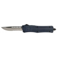 Cobra Tec Knives MNYCTK1MDS CTK-1 Medium 3 Drop Point Part Serrated D2 Steel NYPD Blue Aluminum Handle OTF