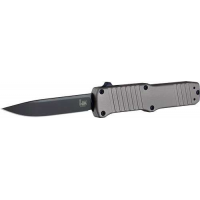 HK Hadron 3.375 Out the Front Automatic Clip Point Blade Black Finish Aluminum Frame - Matte Grey