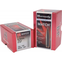 Hornady 26335 Match  6.5mm .264 140 GR Boat Tail Hollow Point Match 100 Per Box