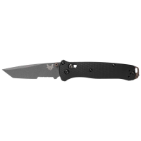 BENCHMADE 537SGY-03 Bailout AXIS Folding Knife 3.38 Tanto Combo Blade - Black Aluminum Handles