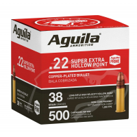 Aguila 1B221118 High Velocity 22 LR 38 gr Copper-Plated Hollow Point 500 Bx/4 Cs