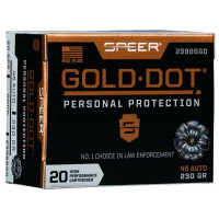 Speer Ammo 23966GD Gold Dot Personal Protection 45 ACP 230 gr Hollow Point (HP) 20 Bx/ 10 Cs