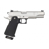 Accuracy X Gunfighter Pro, 9mm, 5 Barrel, 1- 17rd Magazine, Optics Ready, Satin Stainless, Carbon/Poly Grip, Pistol Pistol