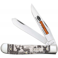 Case 81220 Trapper Sportsman Folding Clip Point/Spey Plain Mirror Polished Tru-Sharp SS Blade/Deer Embellished Natural Bone Handle