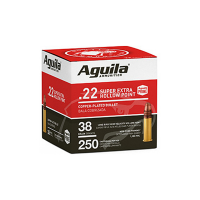 Aguila 1B221103 Standard High Velocity 22 LR 38 gr Copper Plated Hollow Point (CPHP) Rimfire Ammunition 250 Rd BOX