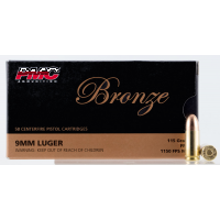 PMC 9A Bronze  9mm Luger 115 gr Full Metal Jacket (FMJ) Pistol Ammunition 50 rd BOX