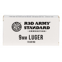 Red Army Standard 9mm Luger 115 gr Full Metal Jacket (FMJ) Steel Case 50 Box