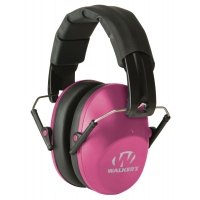 Walkers GWPFPM1PNK Pro Low Profile Polymer 22 dB Over the Head Pink Ear Cups w/Black Band