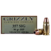 Grizzly Ammo GC357S2   357Sig 90gr Jacketed Hollow Point 20 Per Box/10 Case