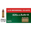 Sellier & Bellot SB25A Handgun  25 ACP 50 gr Full Metal Jacket (FMJ) 50 Bx/ 40 Cs