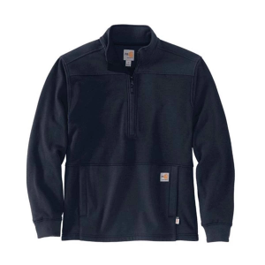 Men's Carhartt Relaxed Fit Mock Neck Fleece 1/4 Zip Pullover XLarge Tall Navy