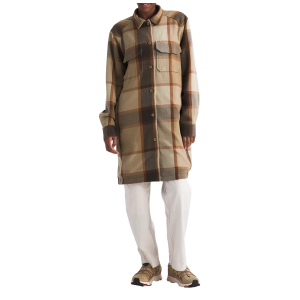 Women's The North Face Valley Twill Utility Long Sleeve Shacket XLarge Khaki Stone Macro Plaid
